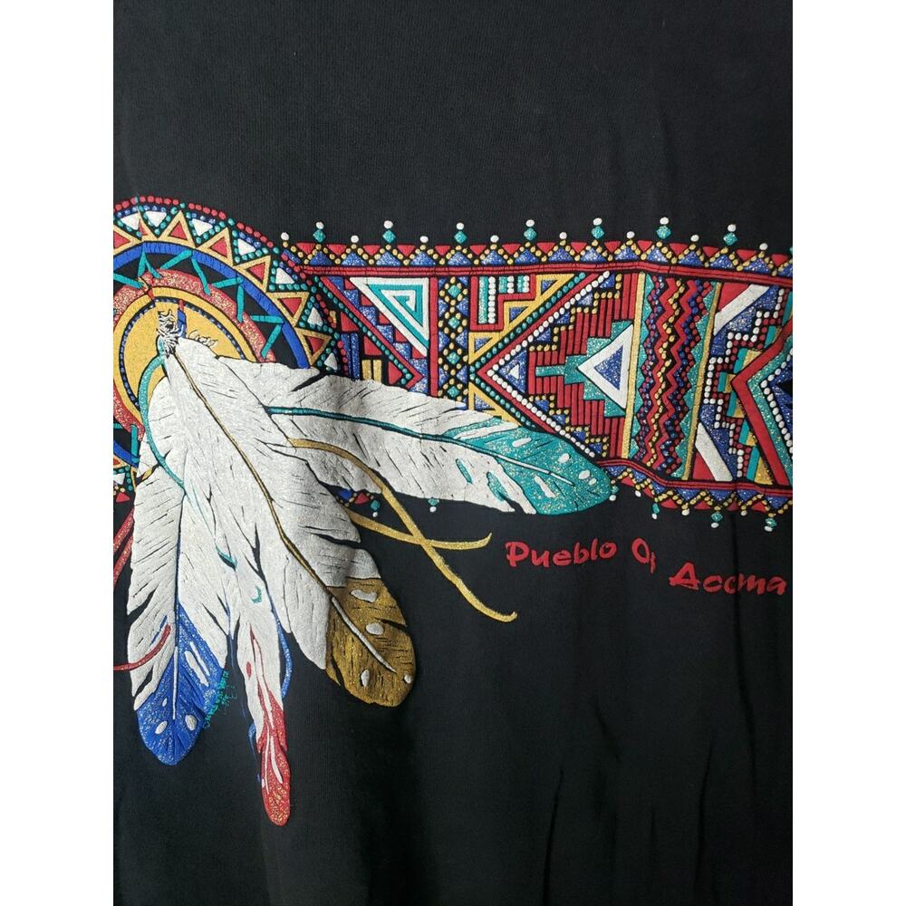 Vintage Montana Shirt Native American Feather Sparkle Western XL LONGSLEEVE - Picture 4 of 9